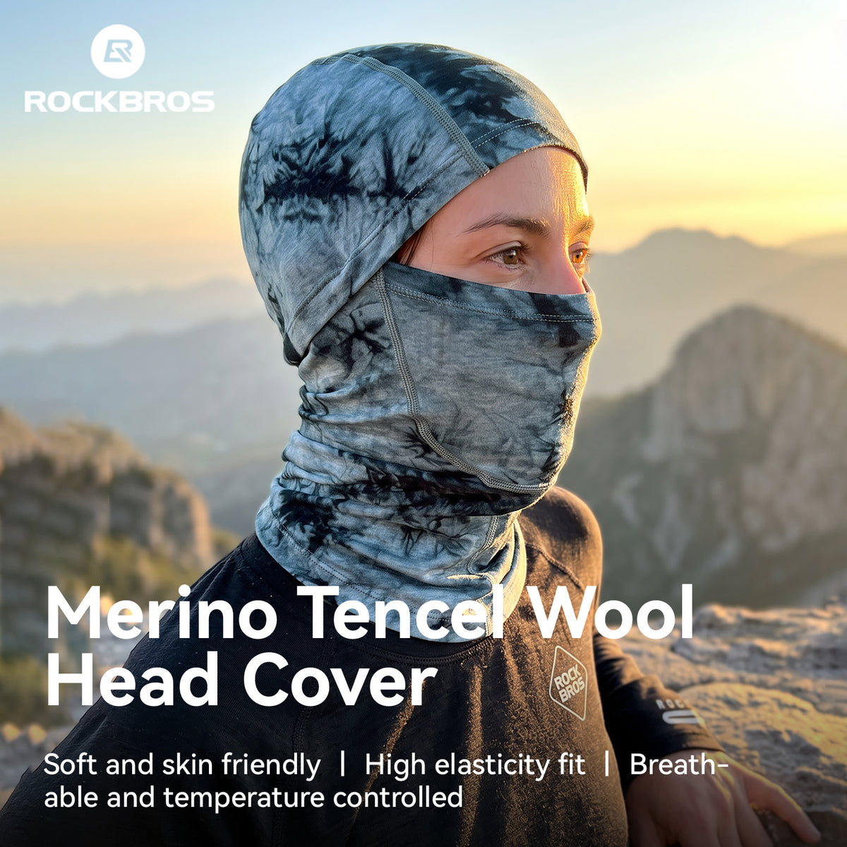 Rockbros Sturmhaube Tencel Merinowolle, winddicht warm, Winter Balaclava