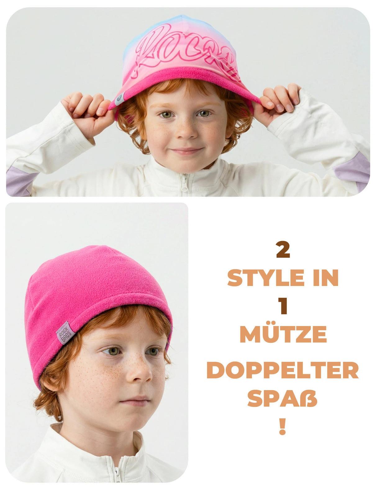 Doppelseitige Mütze für Kinder – Weich, Elastisch & Winddicht (48-54cm)