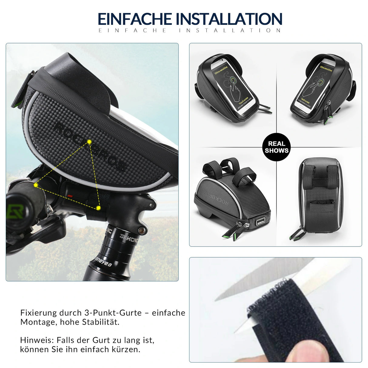 Fahrrad‑Lenkertasche – Wasserdichte Smartphone‑Halterung für bis 6,5 Zoll