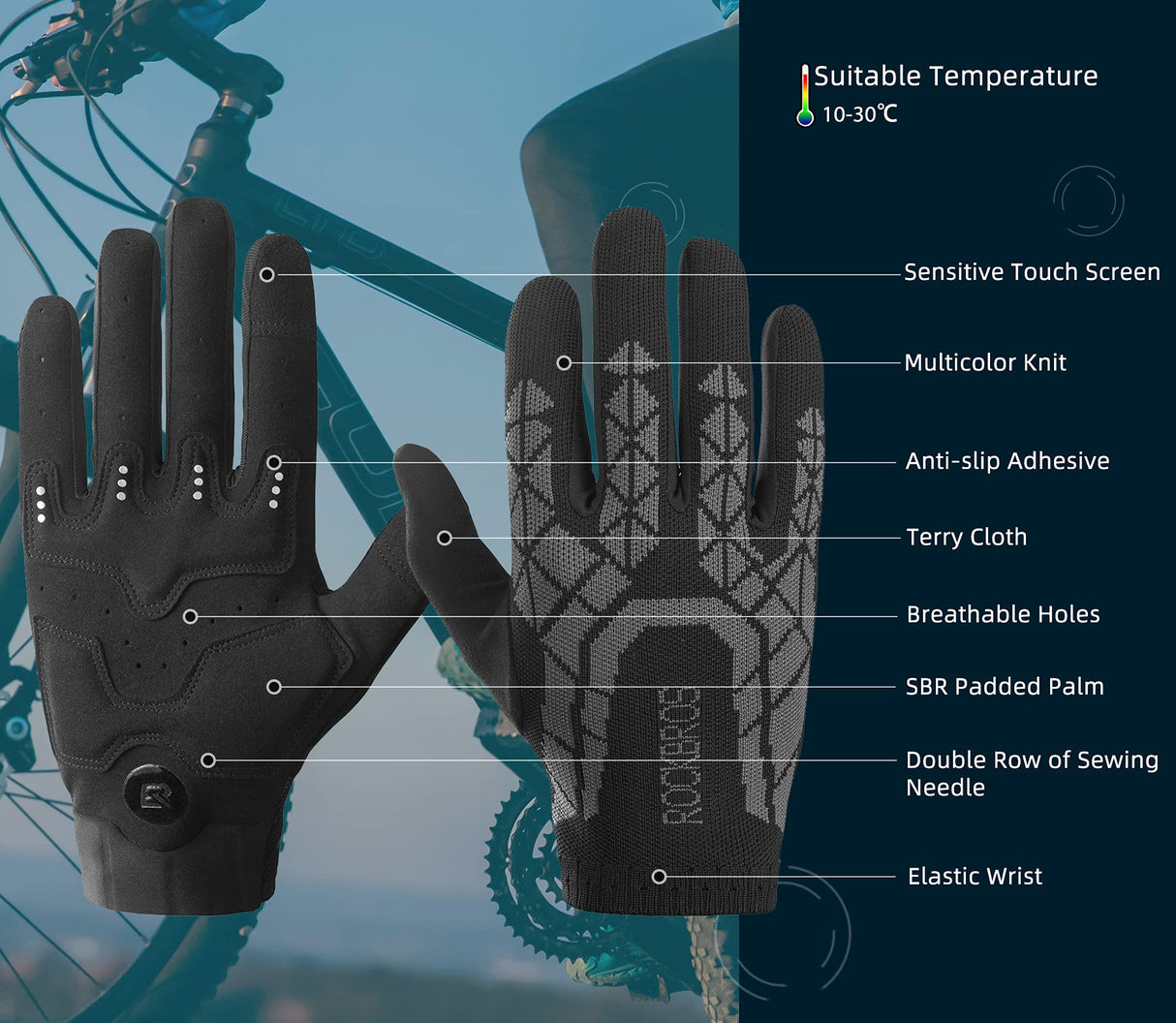 Fahrradhandschuhe Atmungsaktive Radsport Handschuhe M