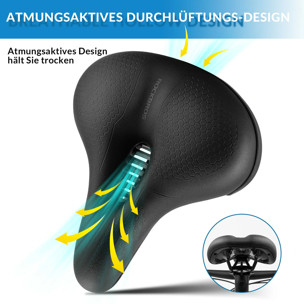Fahrradsattel mit 5 cm Memory‑Foam – Atmungsaktiv, wasserdicht & 3 Typen
