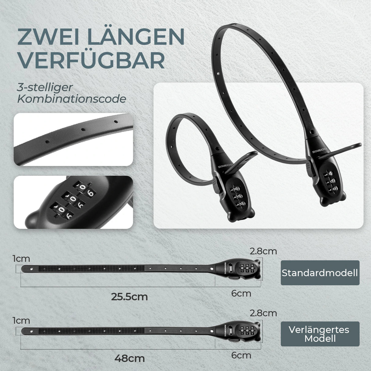 Fahrradschloss – Kabelschloss mit 3‑stelligem Zahlencode