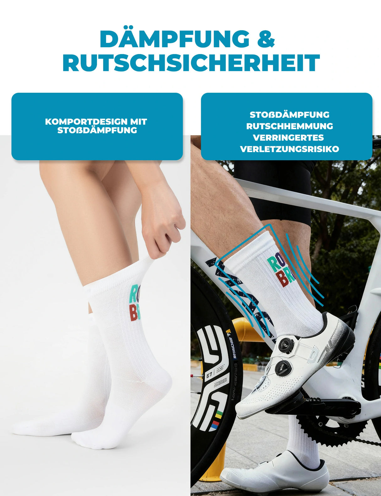 Fahrradsocken Rutschfest und Strapazierfähig 2 Paar