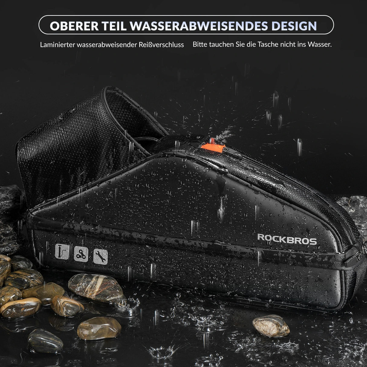 Fahrrad-Rahmentasche – Wasserdichte Dreieckstasche mit Flaschenfach, ca. 3L