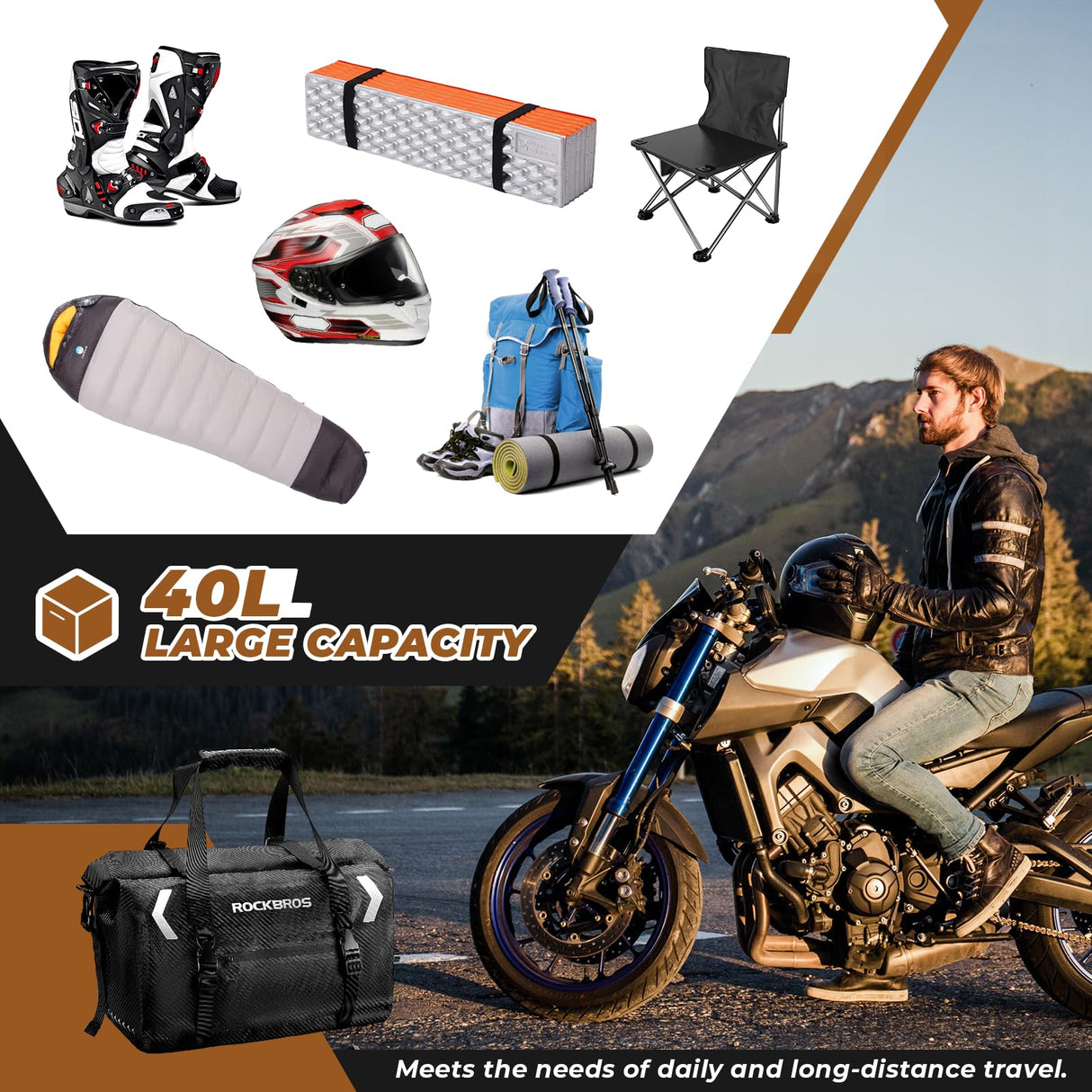 Motorradtasche Motorrad Hecktasche 100% Wasserdichter 20L-60L