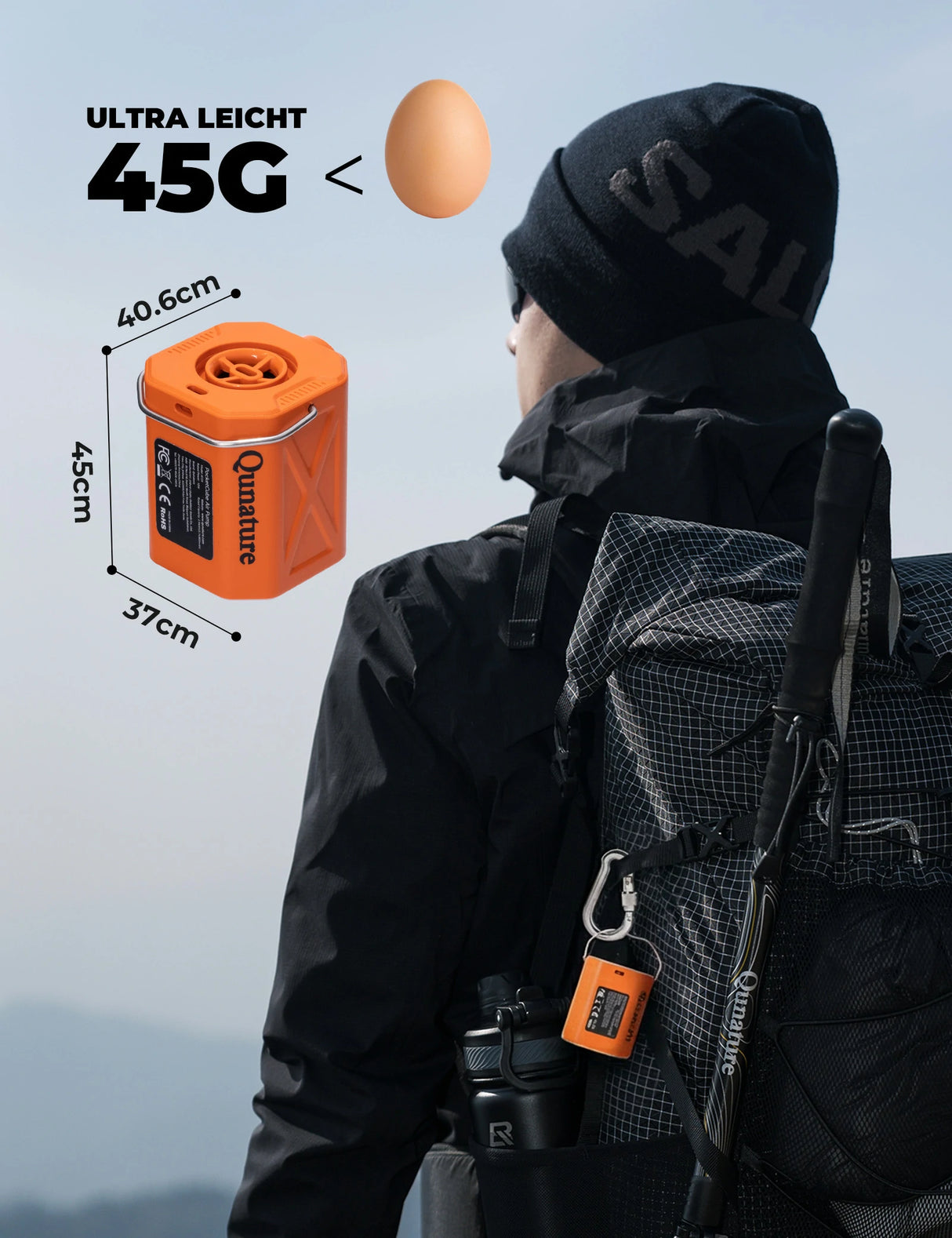 Qunature Mini Elektrische Luftpumpe – Tragbar, ultraleicht & USB‑ladbar
