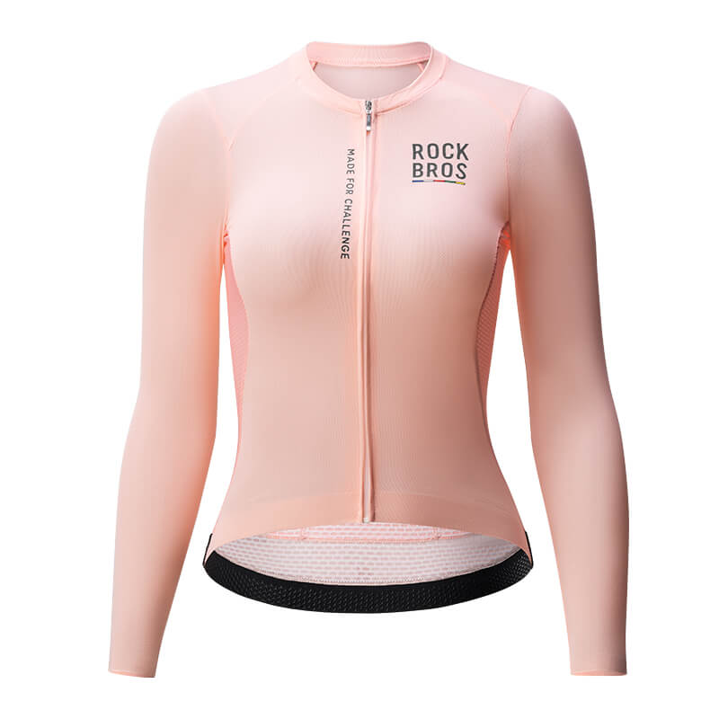 ROAD TO SKY Damen Langarm-Radtrikot Fahrrad Jersey für MTB & Rennrad-Rosa