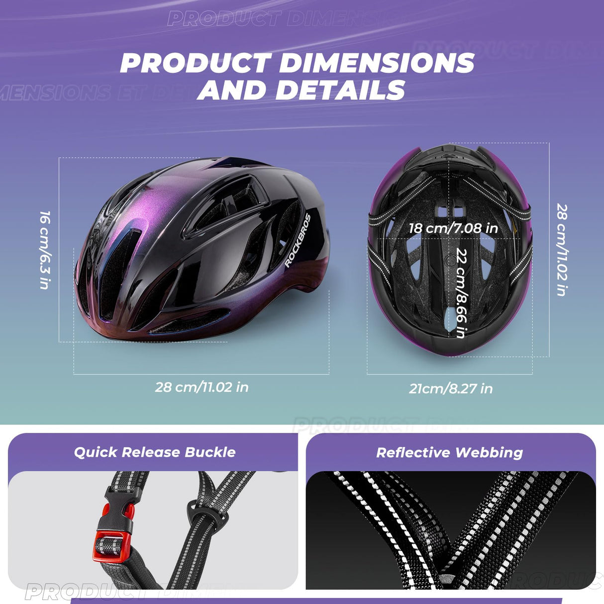 ROCKBROS Fahrradhelm – Einstellbar 58-62cm mit modernem Sicherheitsdesign