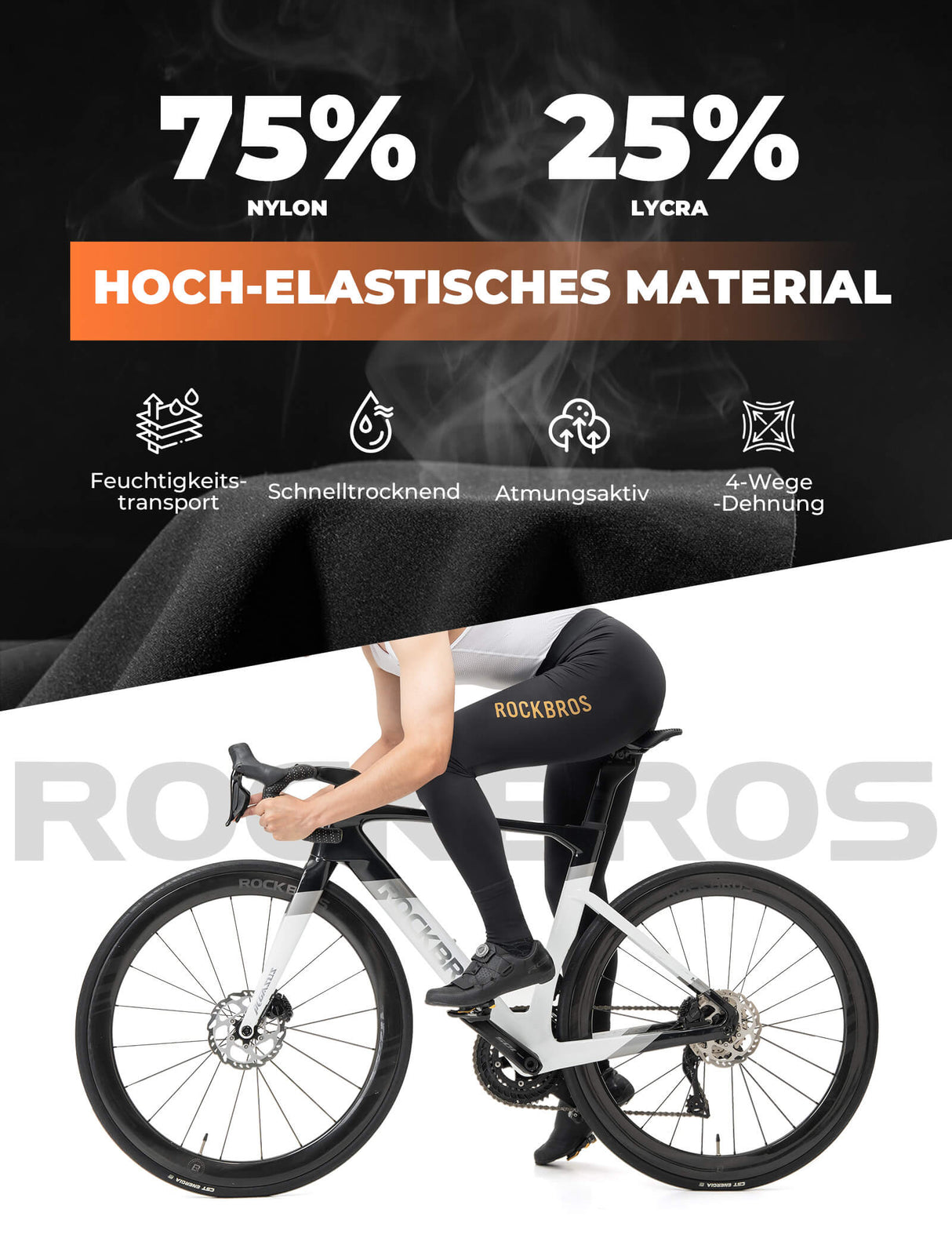 ROCKBROS Herren Fahrradhose – Lang & Gepolstert für Höchstkomfort!