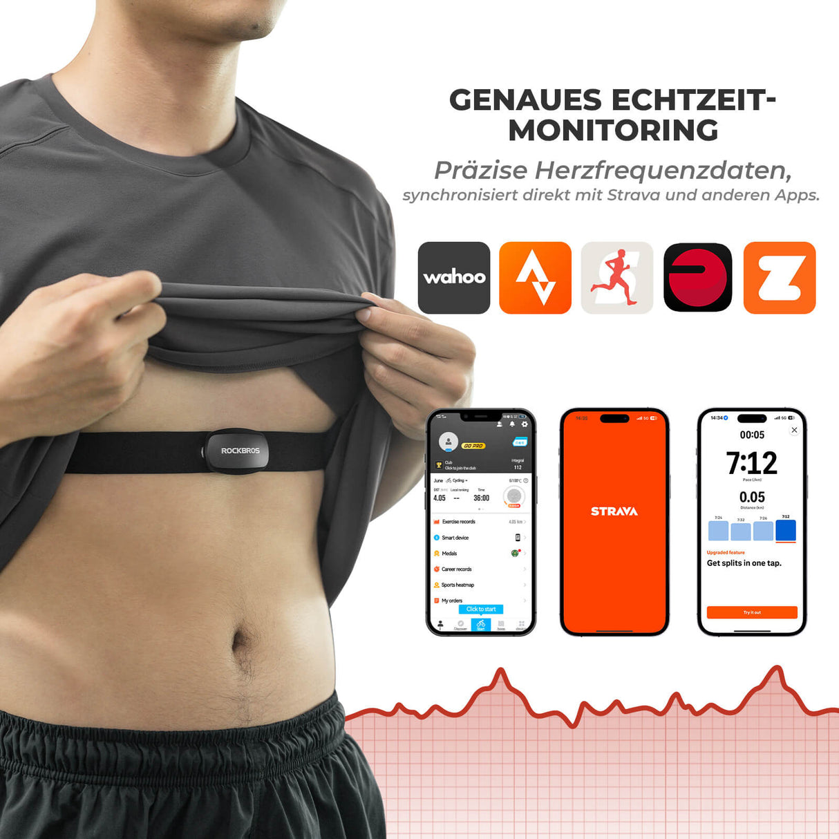 ROCKBROS IP67 Wasserdichter Brustgurt – Bluetooth/Ant+