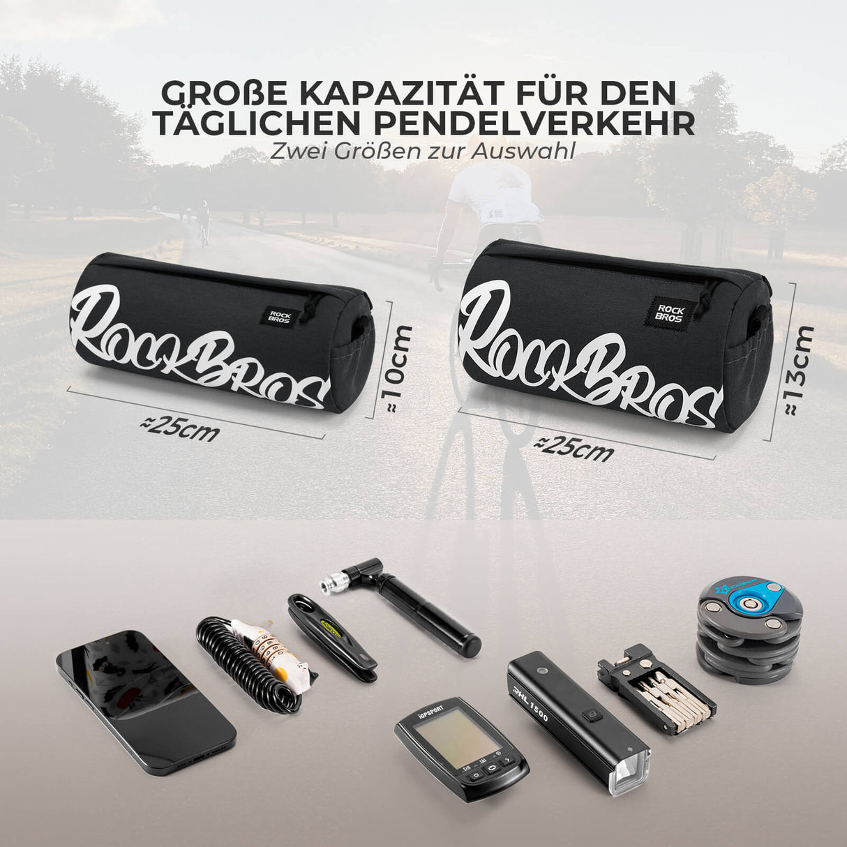 ROCKBROS Fahrrad Lenkertasche Klein mit Schultergurt 2L/3,6L für MTB Gravel Scooter Ebike