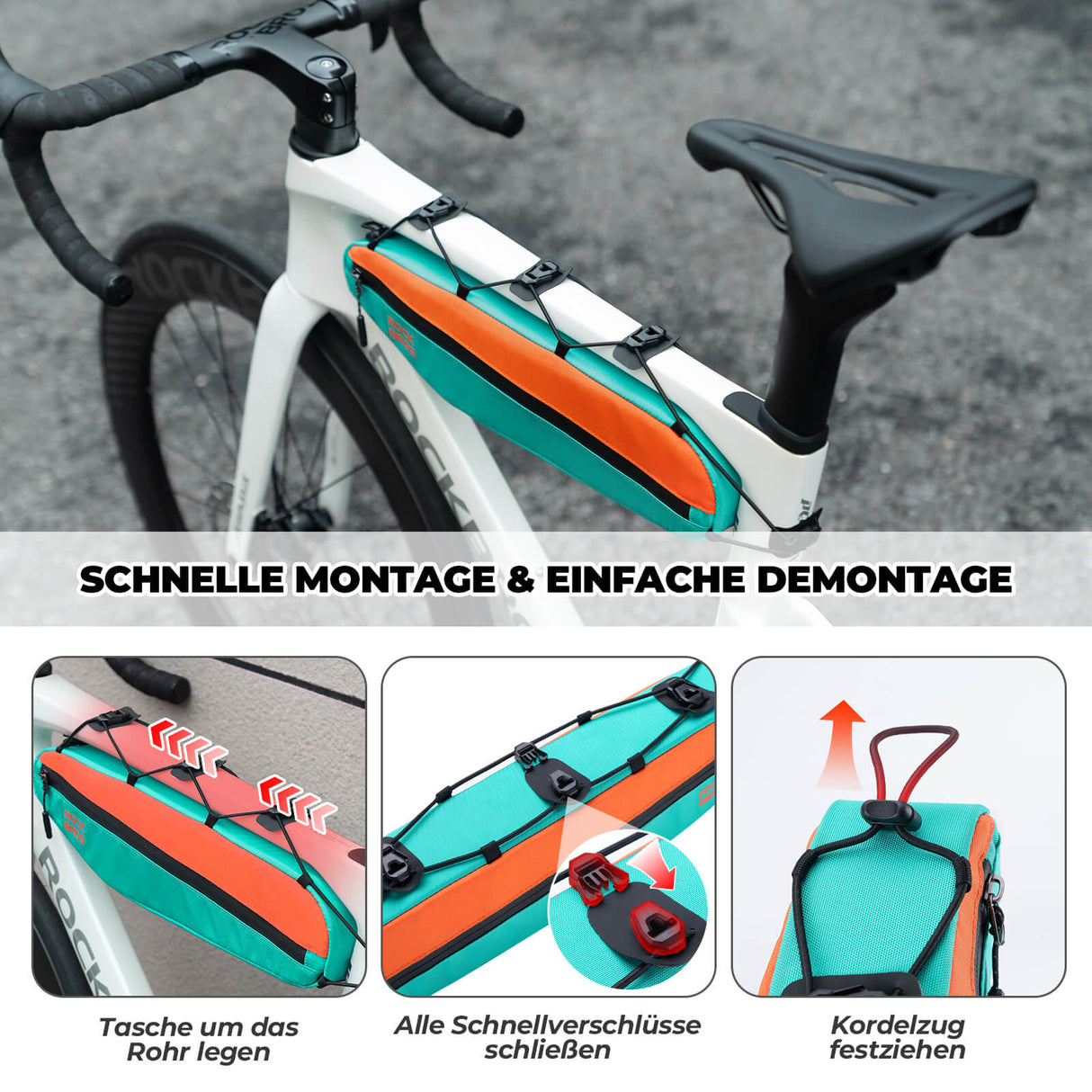 ROCKBROS Fahrrad Rahmentasche Dreiecktasche Kratzfest 44cm 1,4L