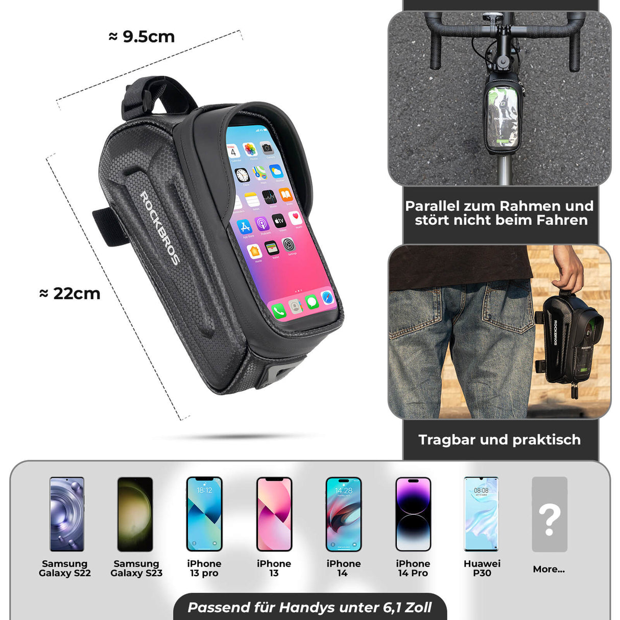 ROCKBROS Fahrrad Wasserdicht Handytasche mit Touchscreen B68 Kleine Version