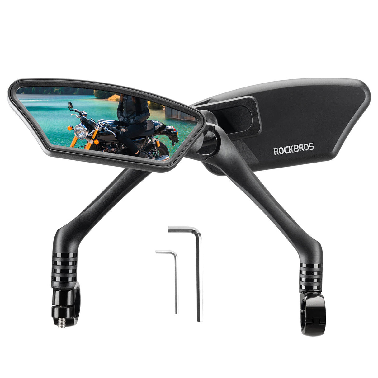 ROCKBROS Fahrradspiegel Rückspiegel HD Edelstahl Spiegel 360 ° Verstellbarer für Lenker 21-26mm für Mountainbike, Rennräder