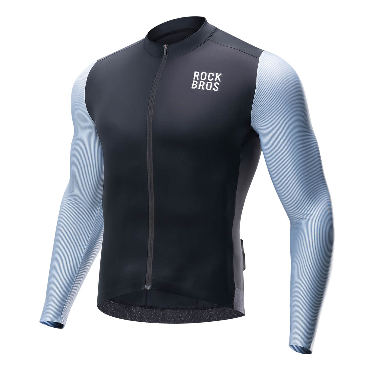 ROCKBROS Herren Langarm-Radtrikot Atmungsaktive Fahrrad Jersey Schnell Trocknend-Schwarz