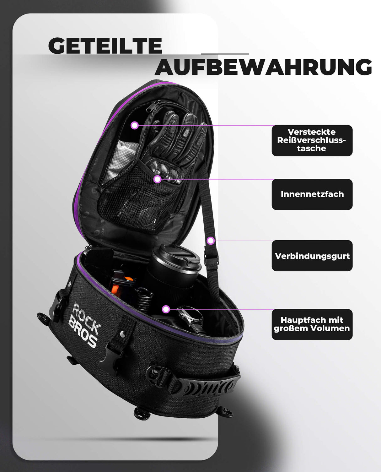 ROCKBROS Motorrad Hecktasche Gepäcktasche 12,5L für Rücksitz
