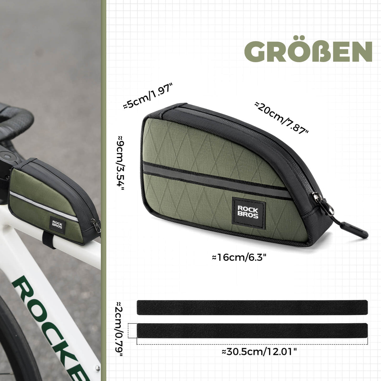 ROCKBROS Oberrohrtasche 0,8L Leicht für Klapprad Falträder 5 Farben