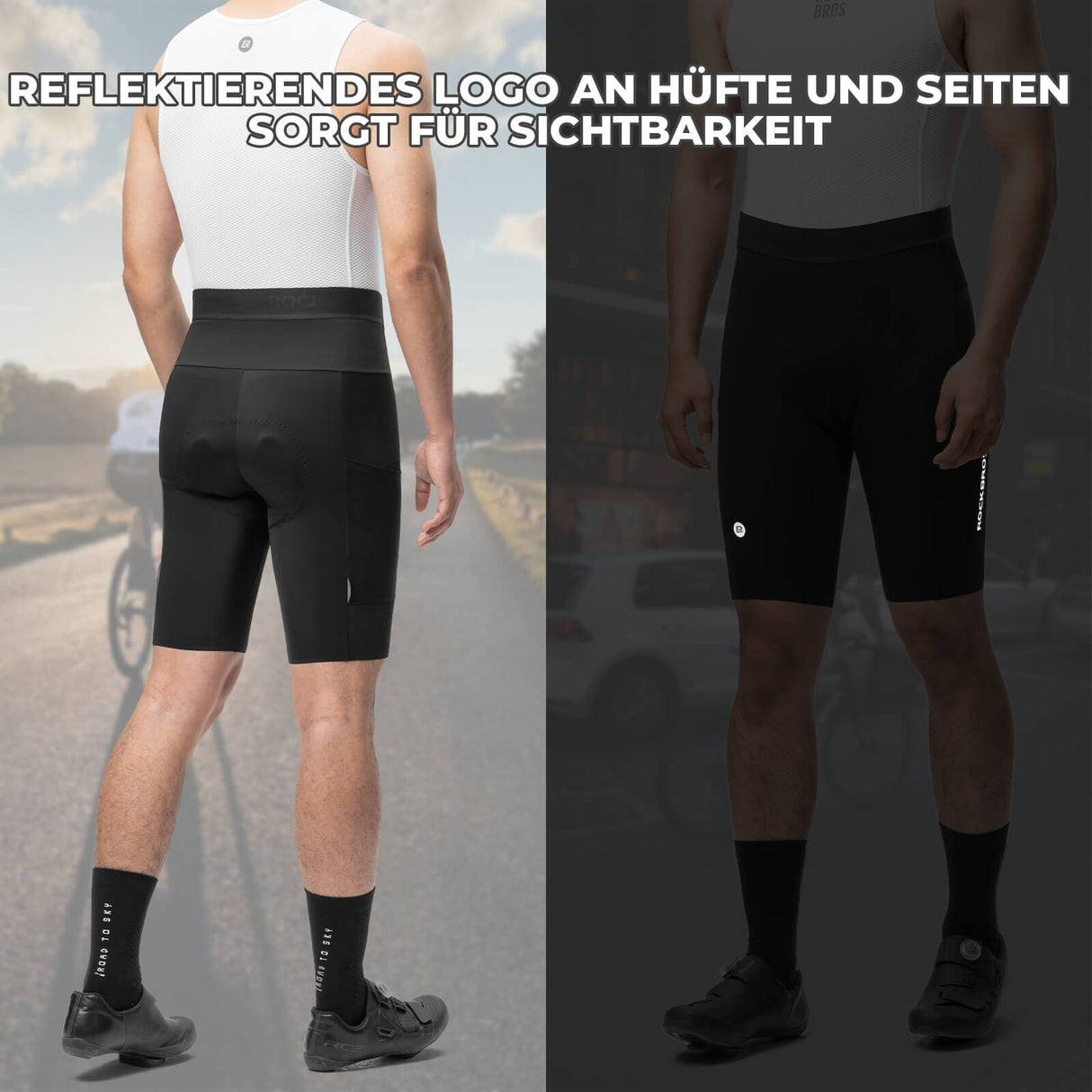 ROCKBROS Schnelltrocknende Kurz Fahrradhose Gepolstert Atmungsaktiv Ergonomisch Herren Sommer für Rennrad MTB