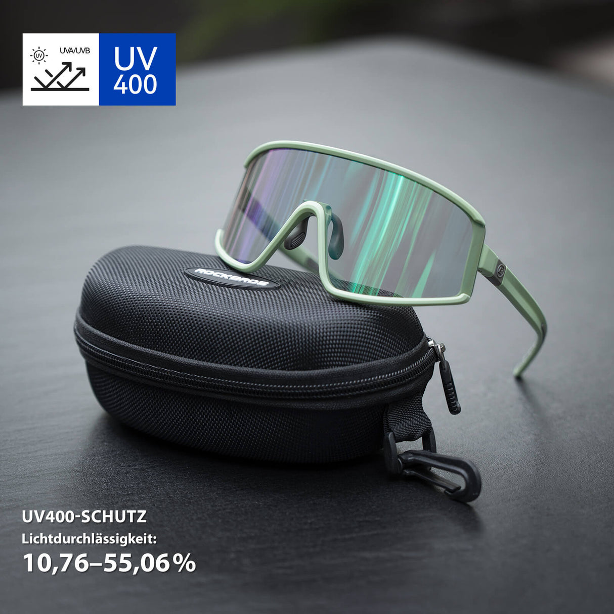 ROCKBROS Sonnenbrille Selbsttönend UV400 Schutz Herren/Damen Grün