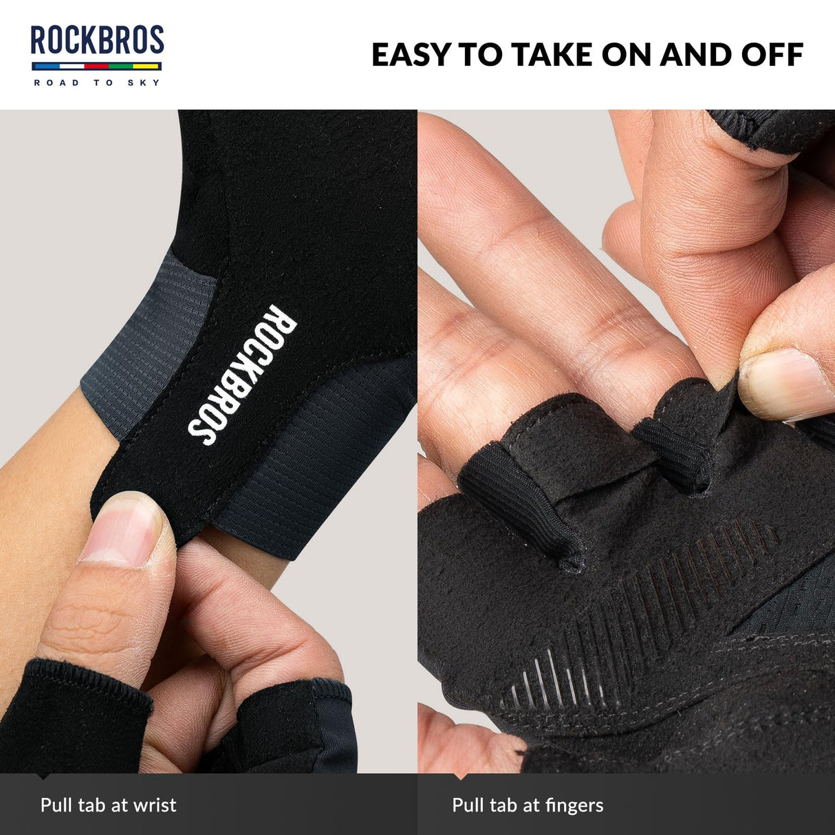 Road To Sky Fahrradhandschuhe – Fingerlose, Atmungsaktive & Reflektierende