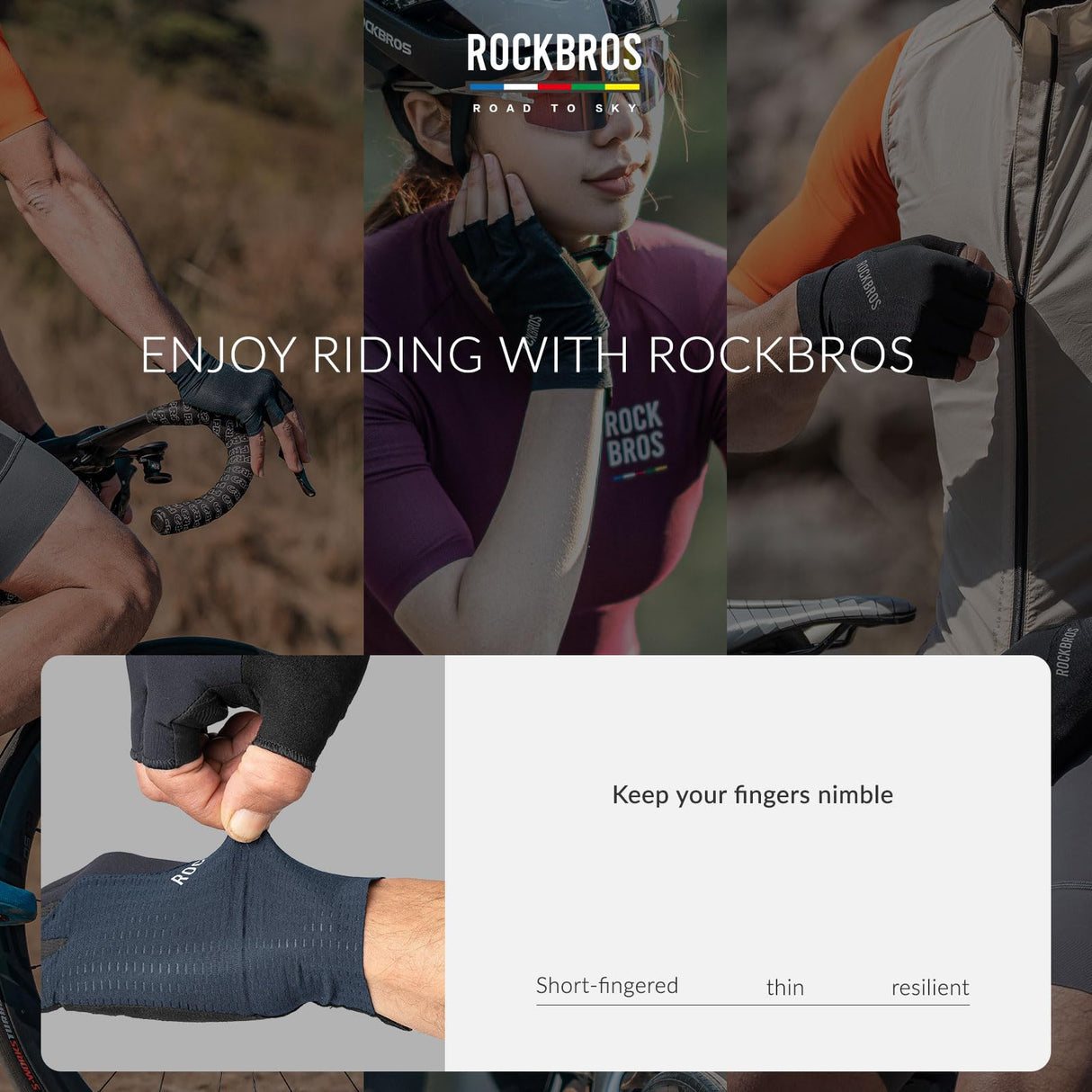 Road To Sky Fahrradhandschuhe – Fingerlose, Atmungsaktive & Reflektierende