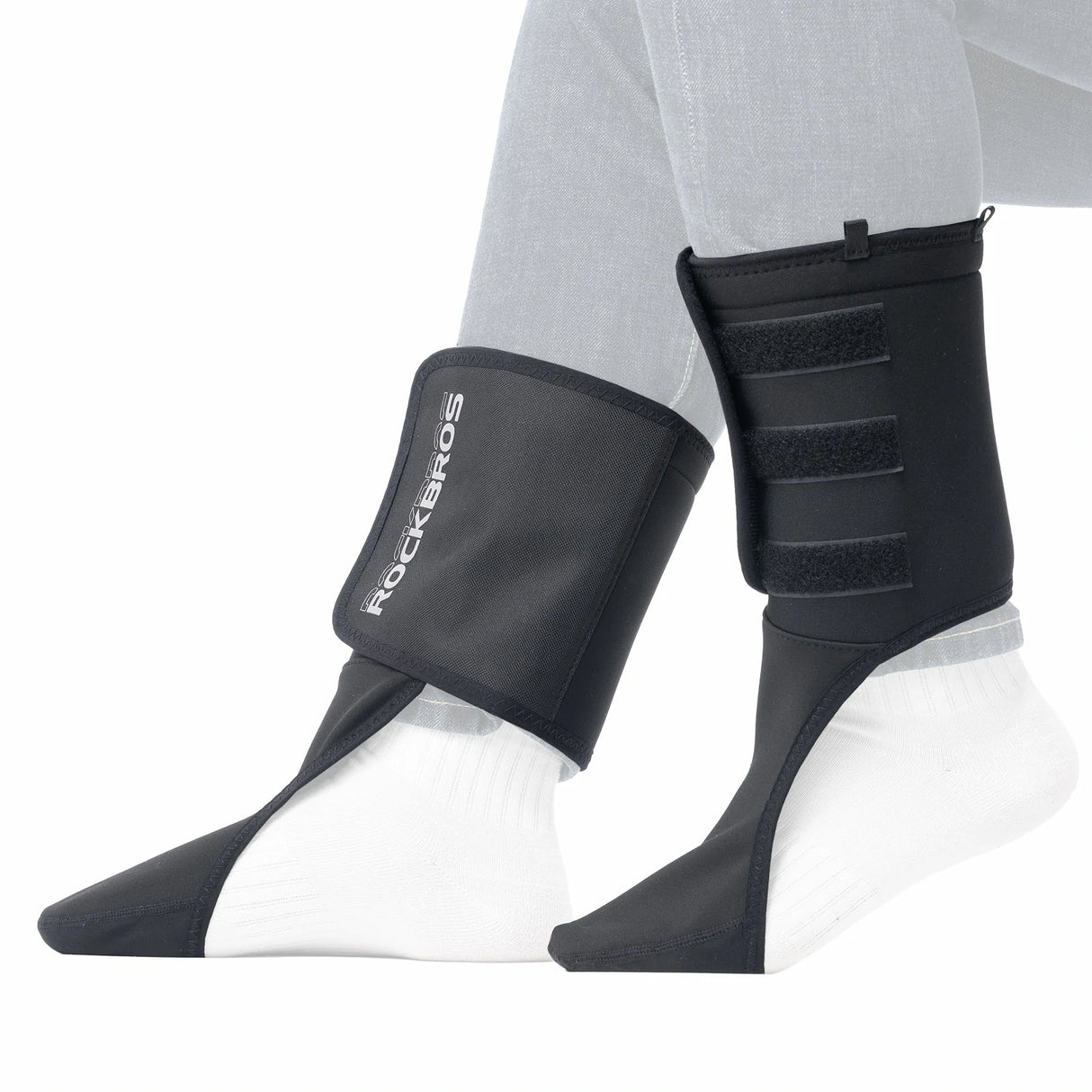Zehenwärmer Wiederverwendbar, Winddichte Beinschutz Winter Zehenwärmer mit Knöchelschutz