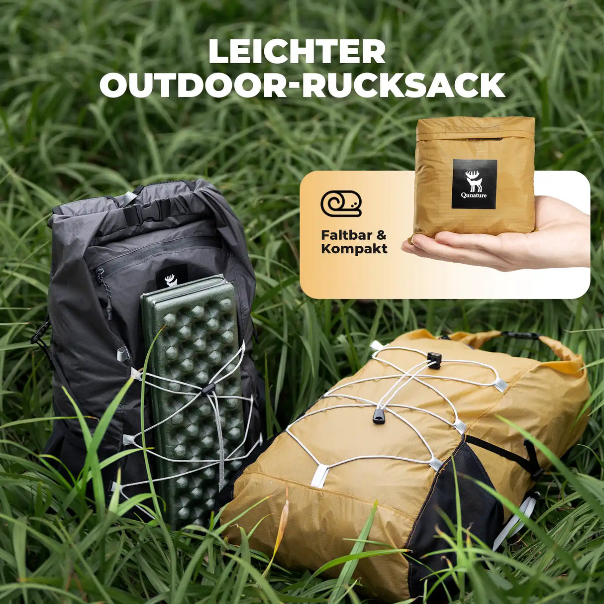foldable qunature 20l lightweight outdoor backpack in grass