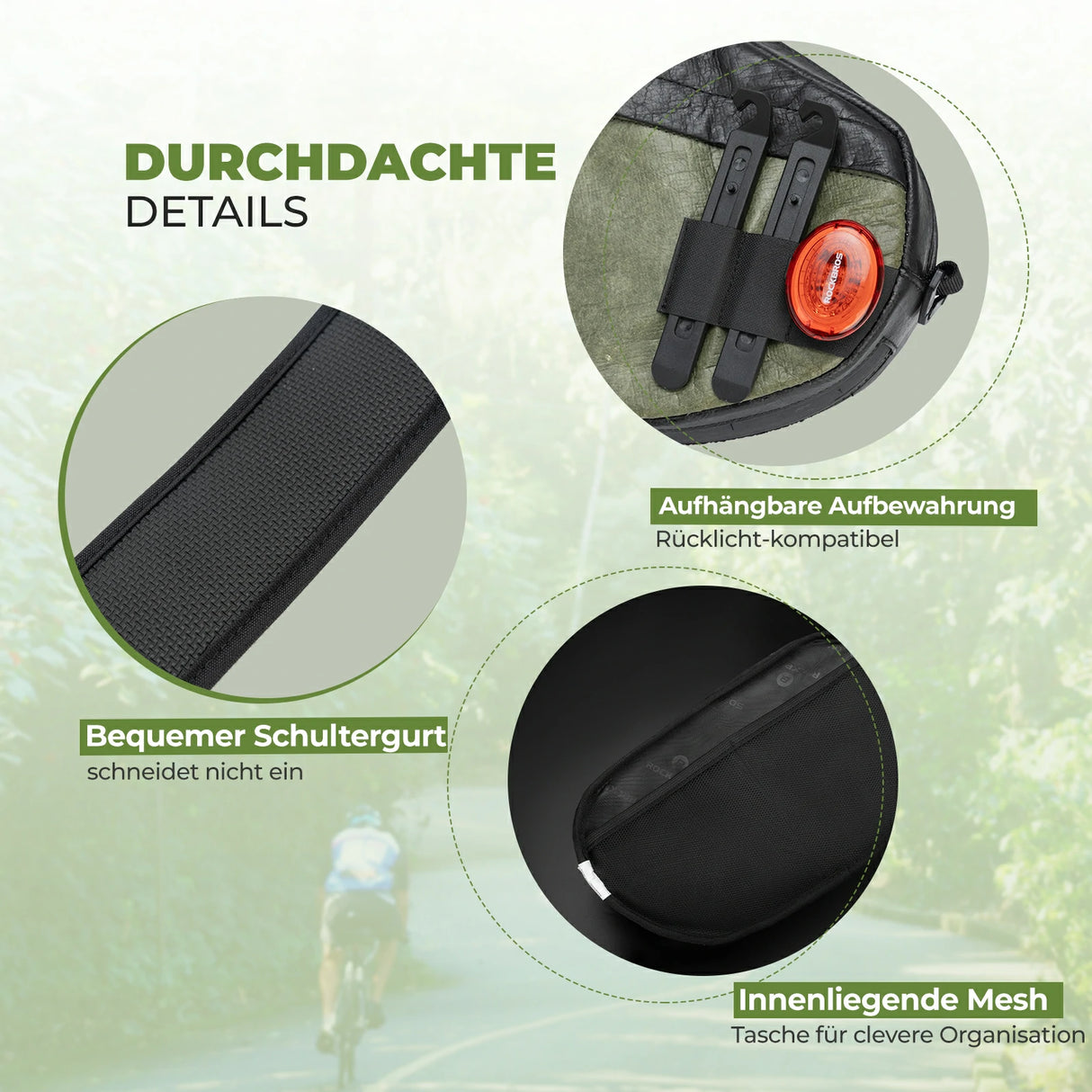 road-to-sky 2.5l lenkertasche und recycelten reifen,