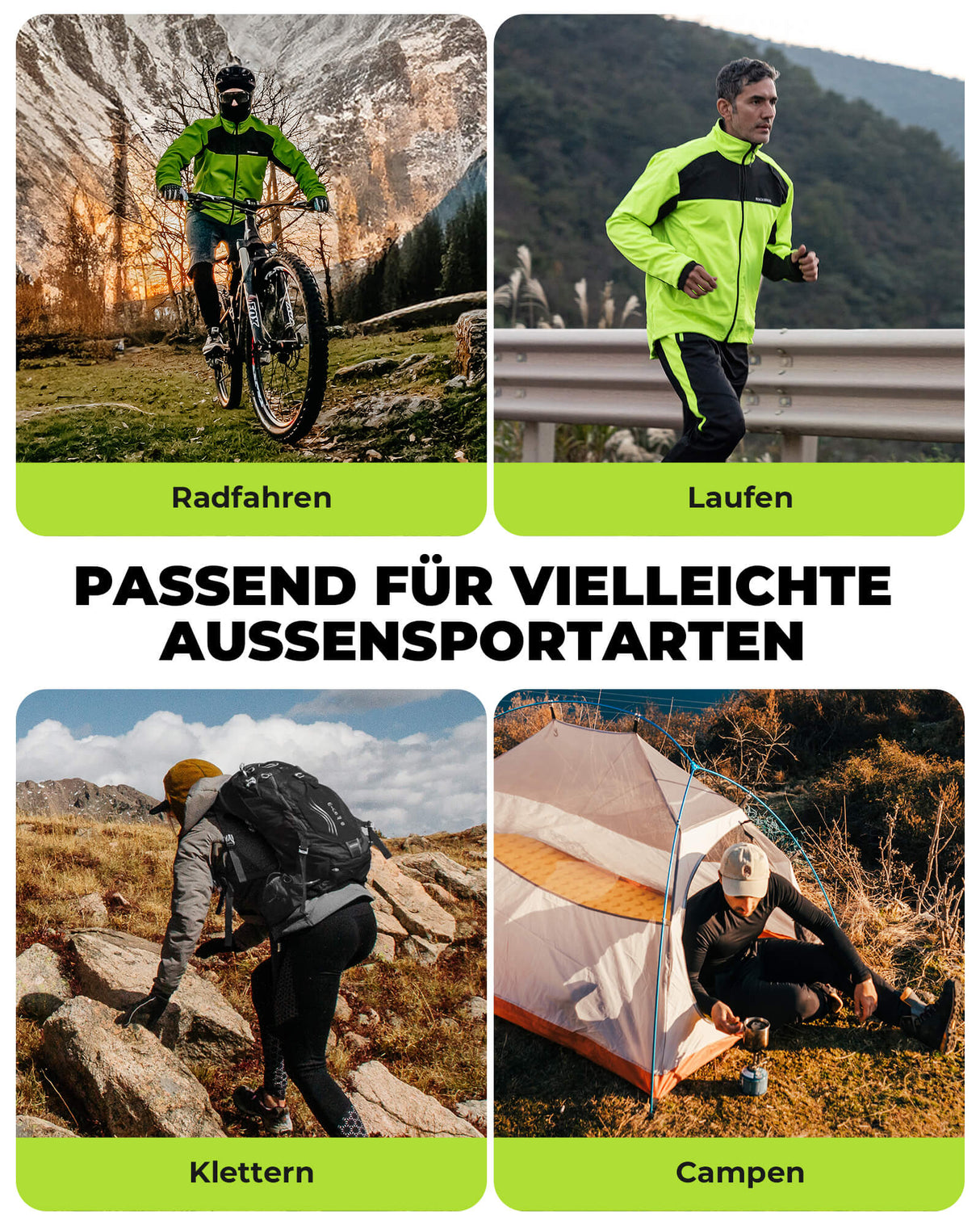 ROCKBROS Fahrrad Hose Wasserdichte Radlerhose Frühling Leuchtendes Grün - ROCKBROS-EU