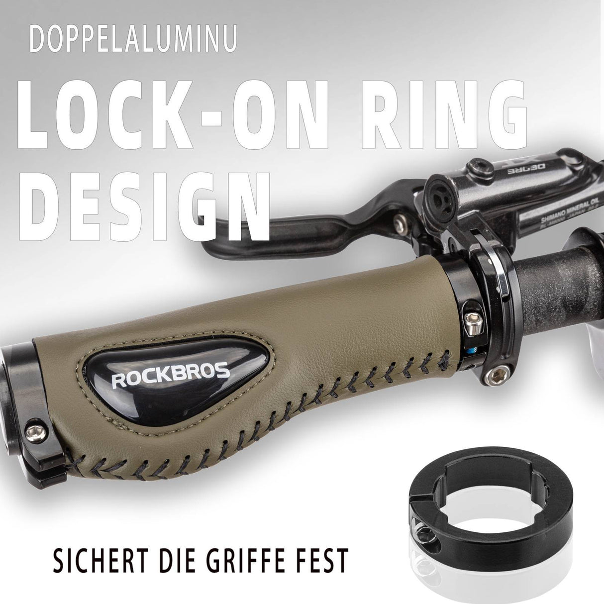 ROCKBROS Fahrradgriffe Ledergriffe für Lenker mit 22,2 mm Durchmesser - ROCKBROS-EU