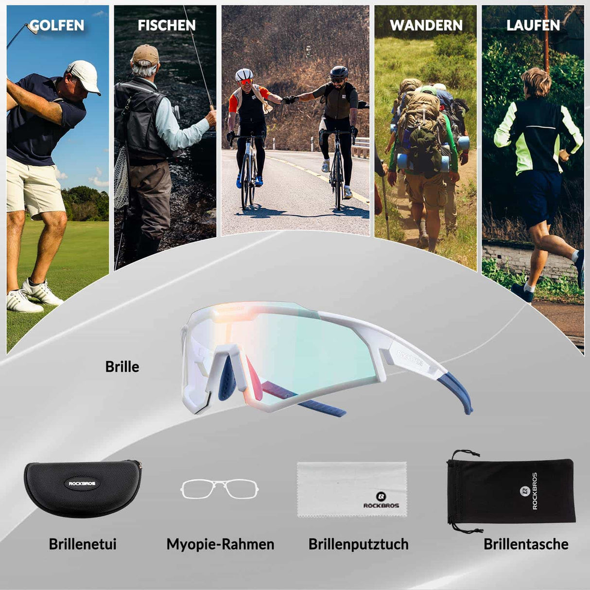 ROCKBROS Sonnenbrille Fahrradbrille Selbsttönend Outdoor UV400 Schutz - ROCKBROS-EU