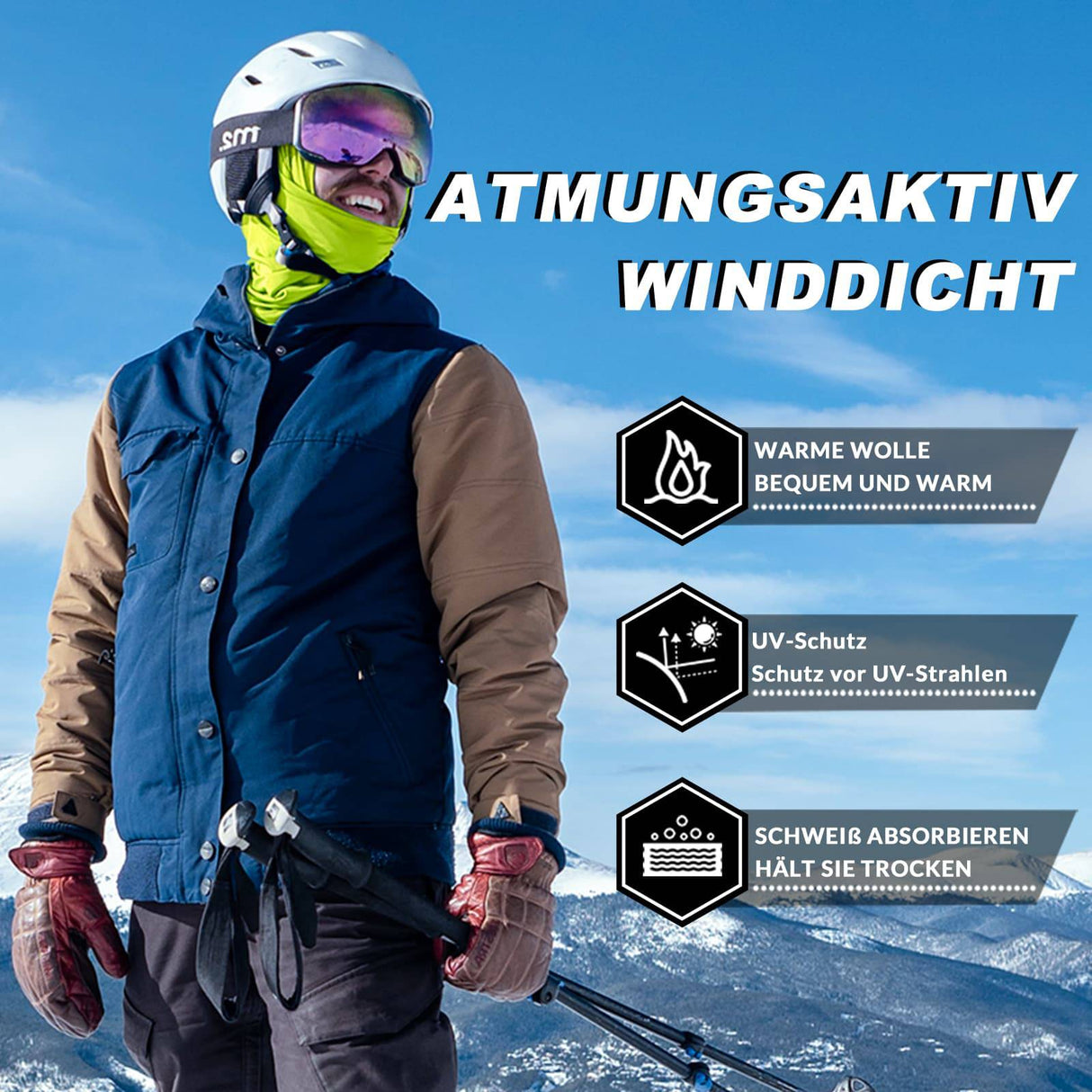 ROCKBROS Sturmhaube Herbst Winter Balaclava für Outdoorsports Unisex - ROCKBROS-EU