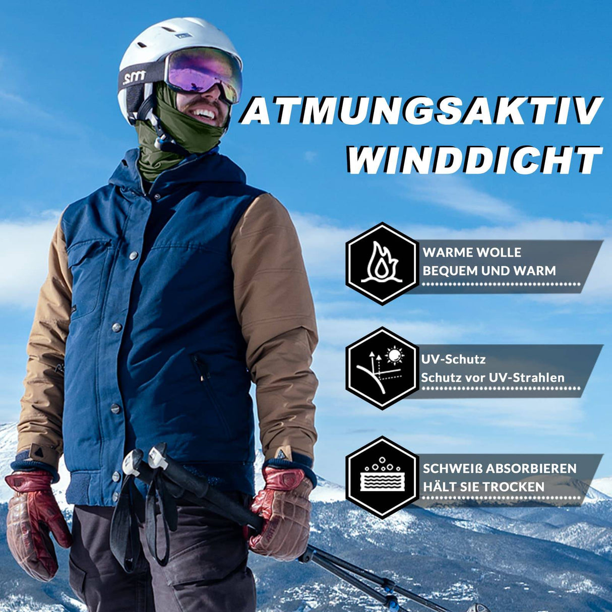 ROCKBROS Sturmhaube Herbst Winter Balaclava für Outdoorsports Unisex - ROCKBROS-EU