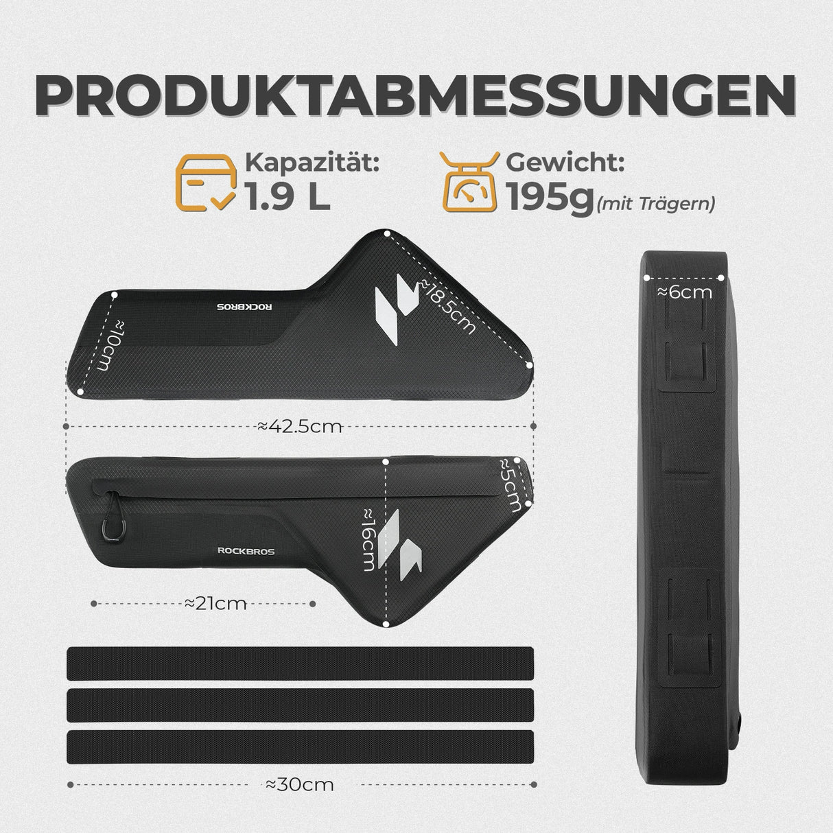 AS-152 RideMate Rahmentasche – 100% Wasserdicht, 1.9L Dreieck-Design