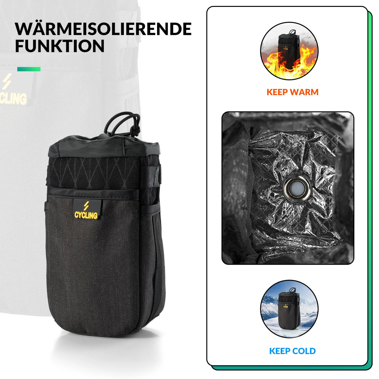 Bikepacking Feedbag – 1 L isoliert, mit Schultergurt