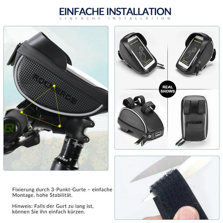 Fahrrad‑Lenkertasche – Wasserdichte Smartphone‑Halterung für bis 6,5 Zoll
