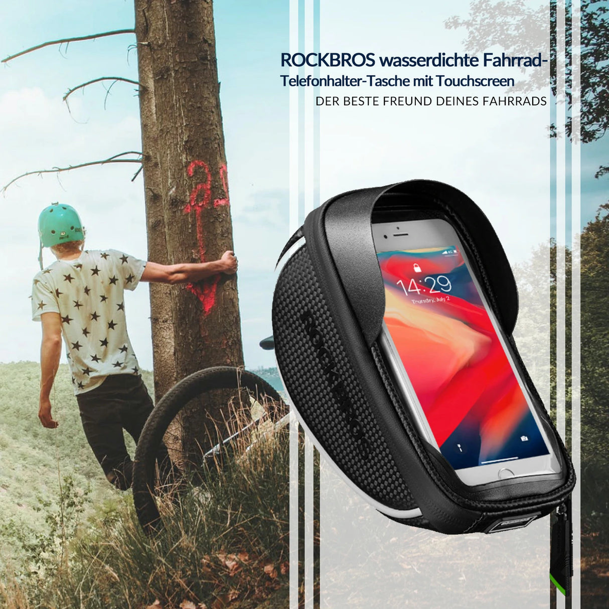 Fahrrad‑Lenkertasche – Wasserdichte Smartphone‑Halterung für bis 6,5 Zoll
