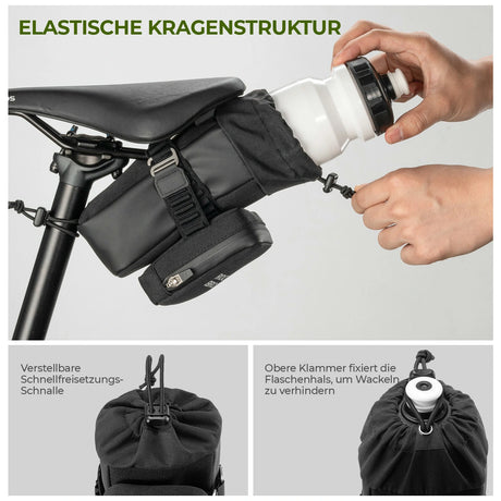 Fahrrad‑Satteltasche – Mit Flaschenhalter & 0,3 L Mini‑Tasche