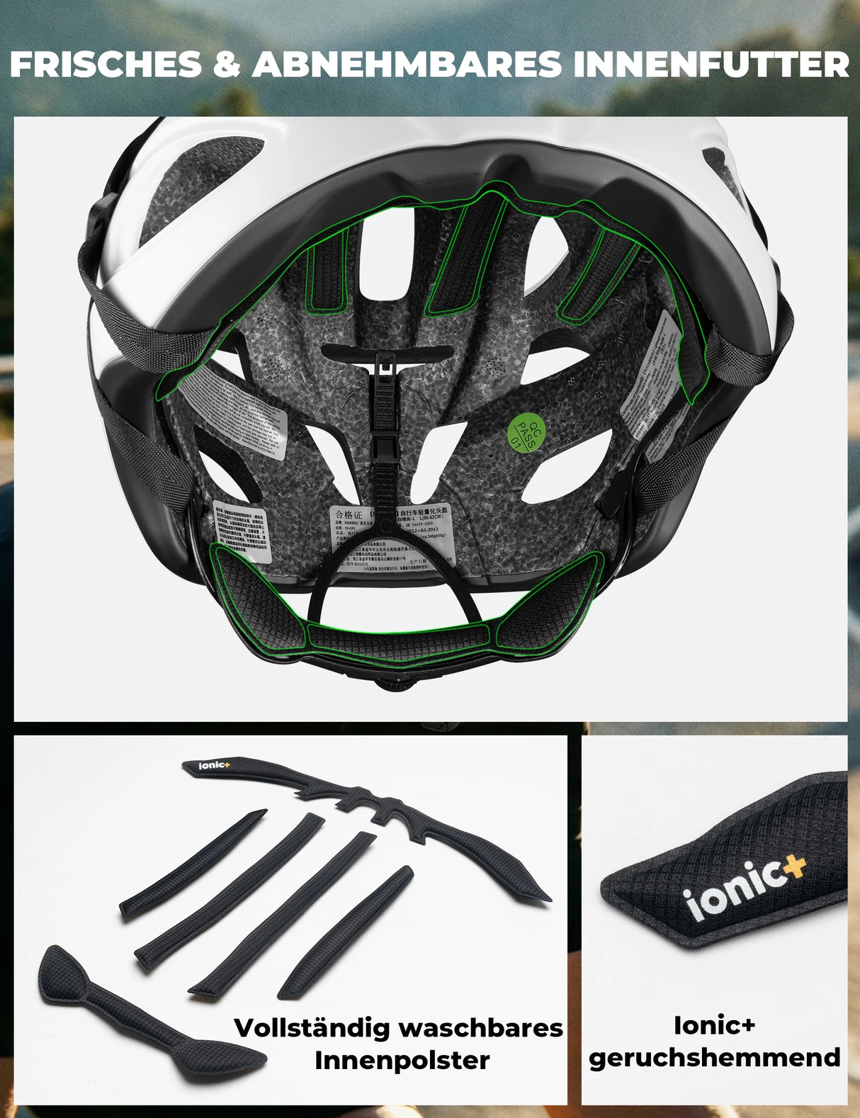 Fahrradhelm 58-62cm – Leichtgewicht 240g & Antibakteriell