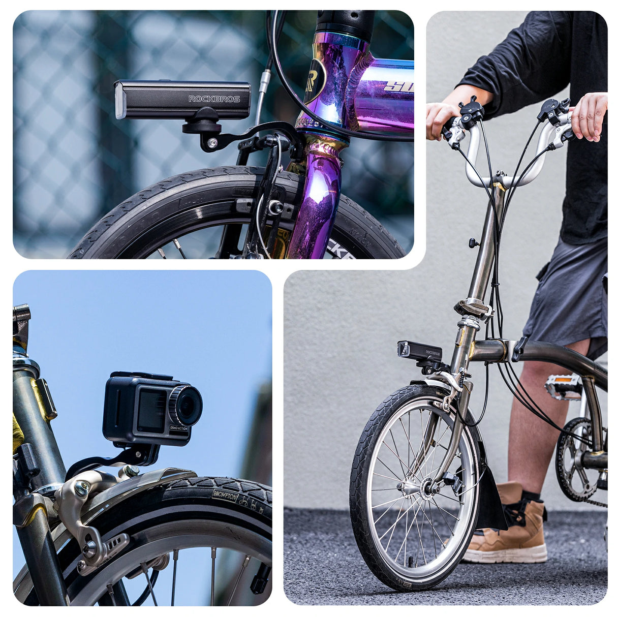 ROCKBROS Fahrradlicht‑Halterung für Vordergabel – Frontlicht‑Verlängerung für Falträder & Brompton