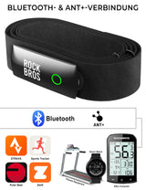 ROCKBROS Herzfrequenzmesser – Brustgurt mit LED‑Anzeige, 50 h Akku, IP67