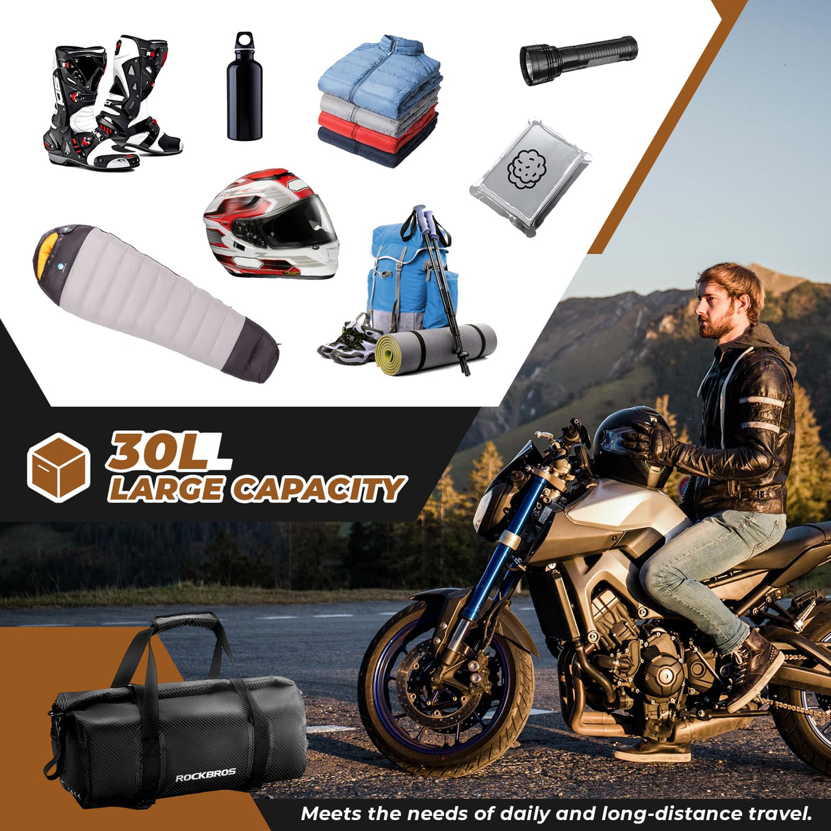 Motorradtasche Motorrad Hecktasche 100% Wasserdichter 20L-60L