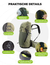 Qunature 25L Wanderrucksack – Atmungsaktiv mit abnehmbarer Tasche & Seitenzugang