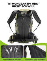 Qunature 25L Wanderrucksack – Atmungsaktiv mit abnehmbarer Tasche & Seitenzugang