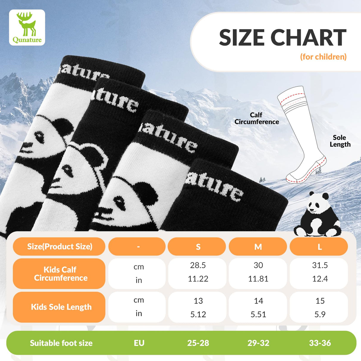 Qunature Kinder-Skisocken – Thermosocken für den Winter (1 Paar)​