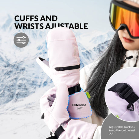 Qunature Wasserdichte Skihandschuhe XS-XL #Color_Rosa