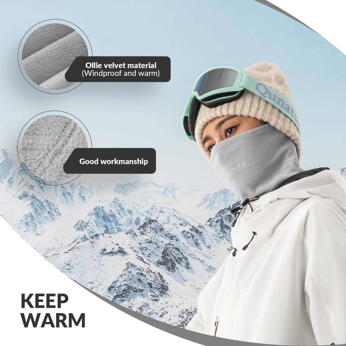 Qunature Winddichte Fleece Sturmhaube Balaclava Skimaske Warm #Color_Dunkelgrau