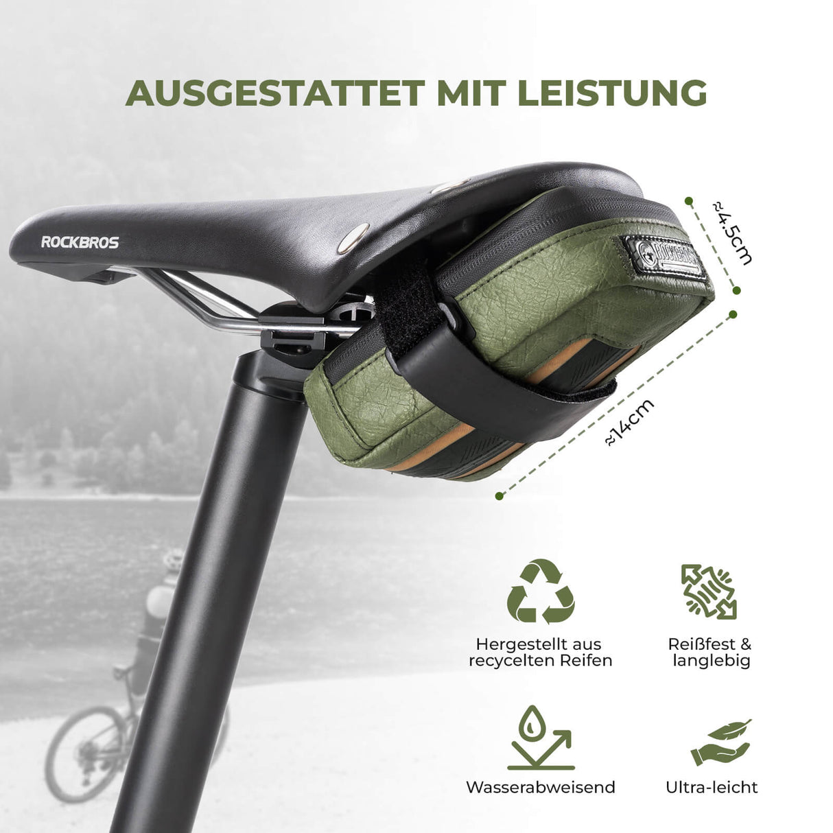 ROAD TO SKY nachhaltige Fahrrad-Satteltasche aus recycelten Reifen
