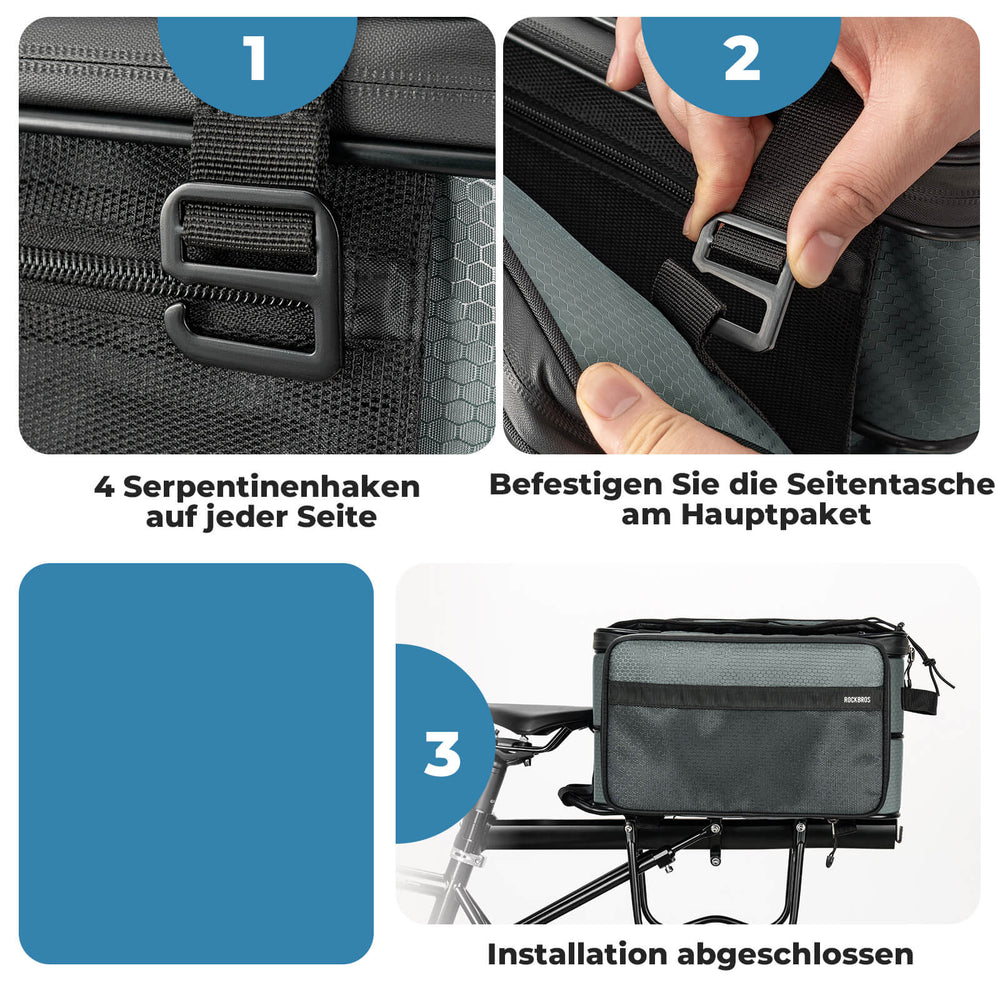 ROAD TO SKY Fahrrad Faltbare Gepäckträgertasche 15-30L Komprimierbar