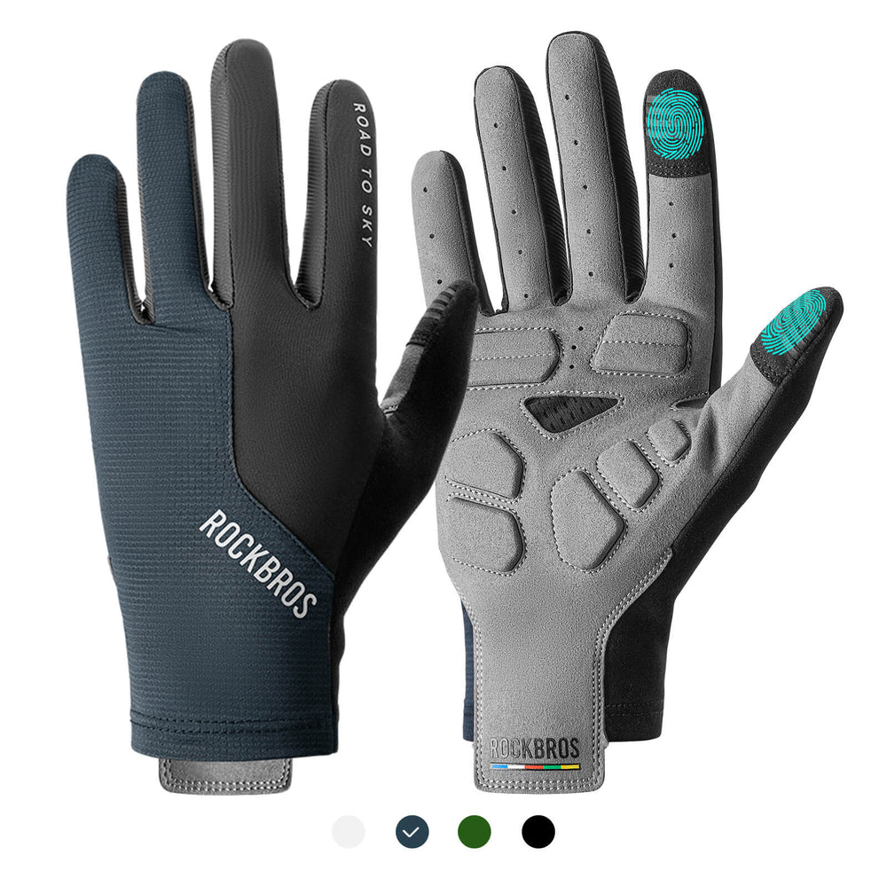 ROAD TO SKY Fahrradhandschuhe mit Touchscreen Atmungsaktiv Herren/Damen-Blau